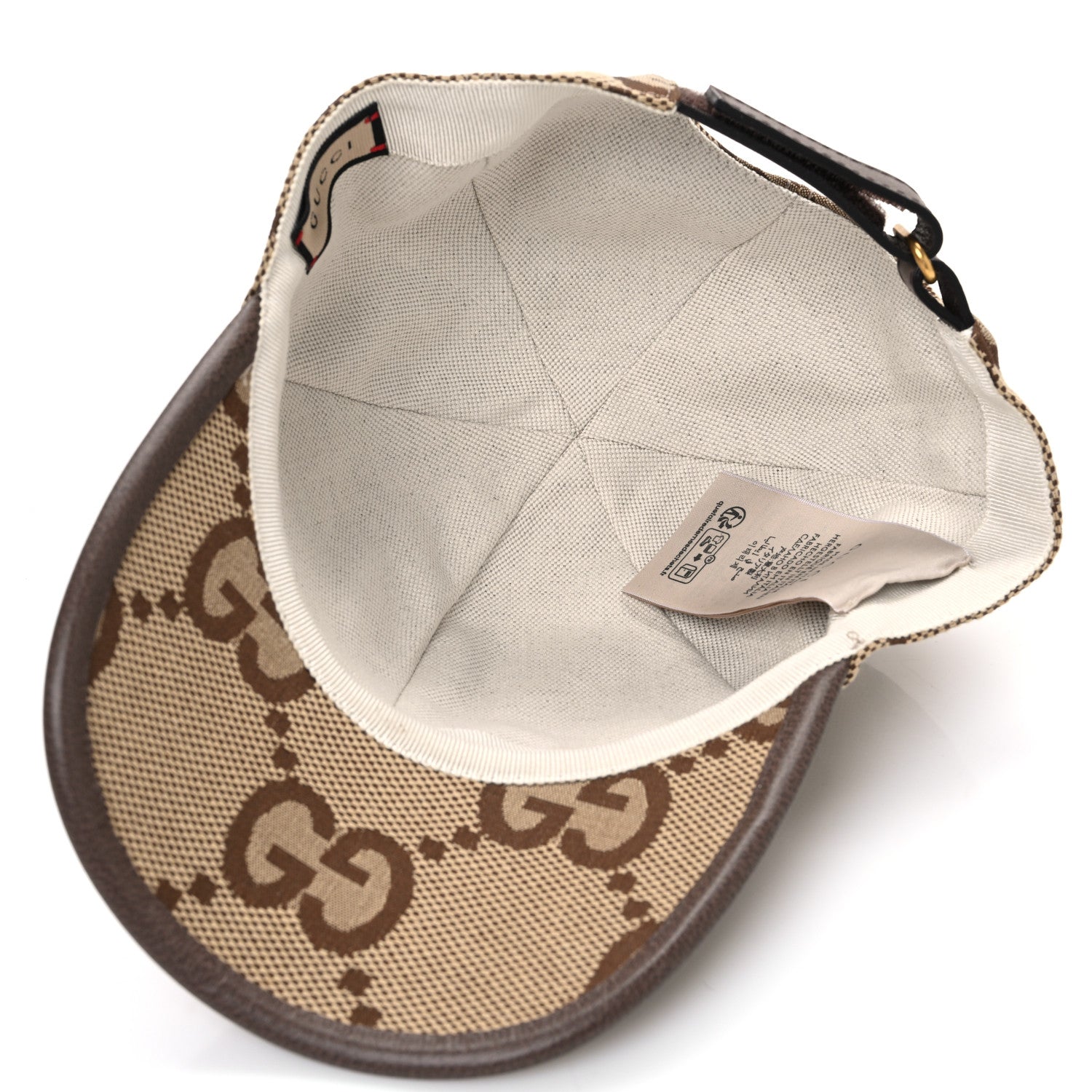 Gucci Monogram Jumbo GG Baseball Hat S 56 Camel Ebony 6 of 8