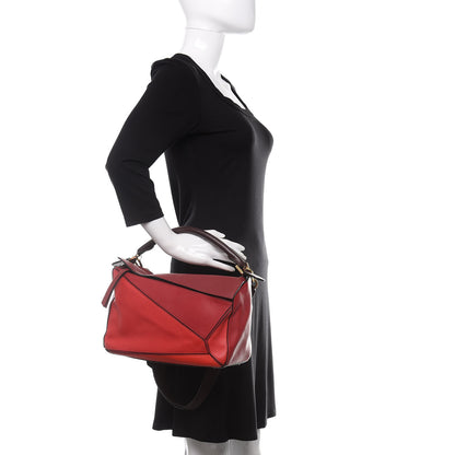 Loewe Calfskin Colorblock Medium Puzzle Bag Red 4 of 13
