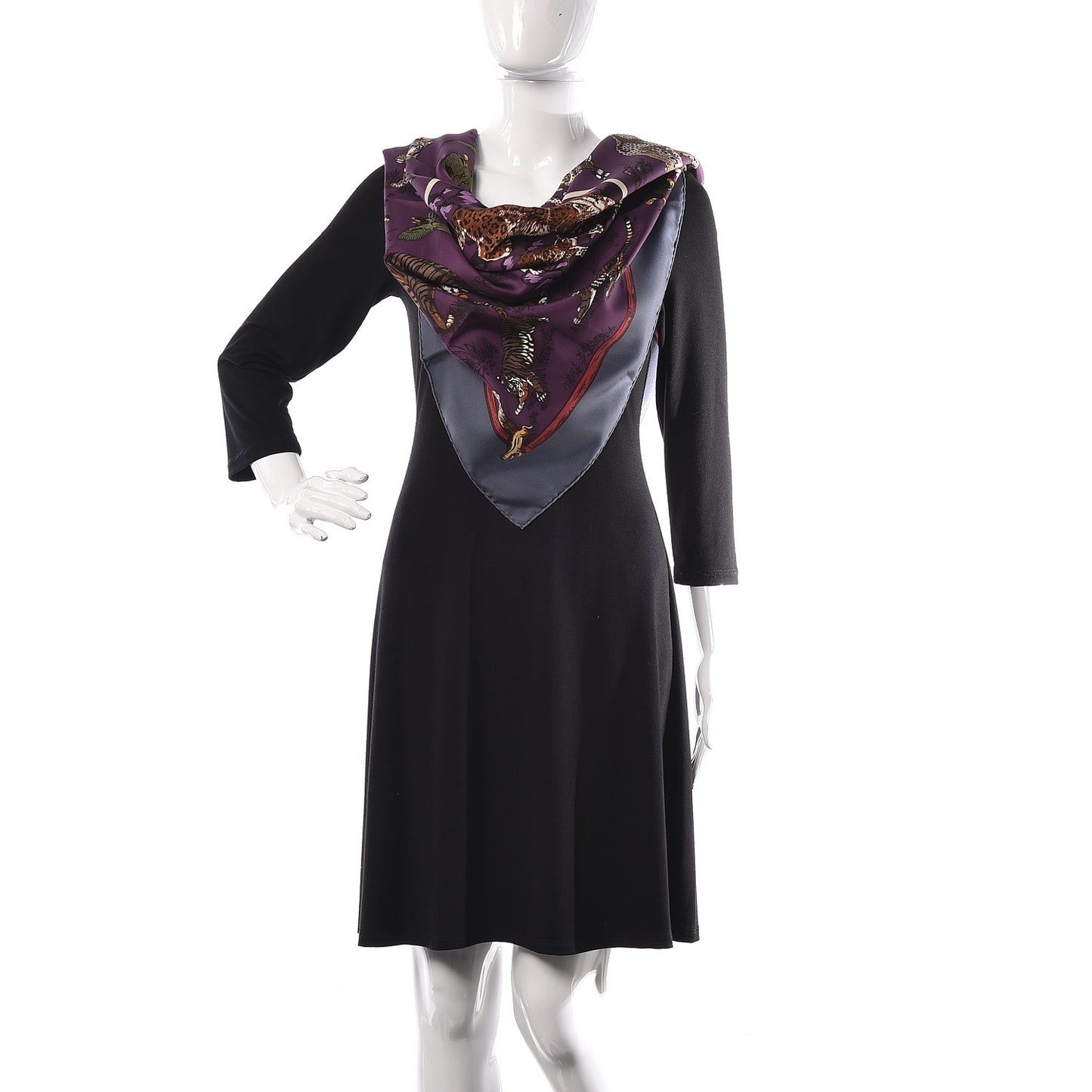 Silk Tendresse Feline Scarf 90 Anthracite Prune Bordeaux