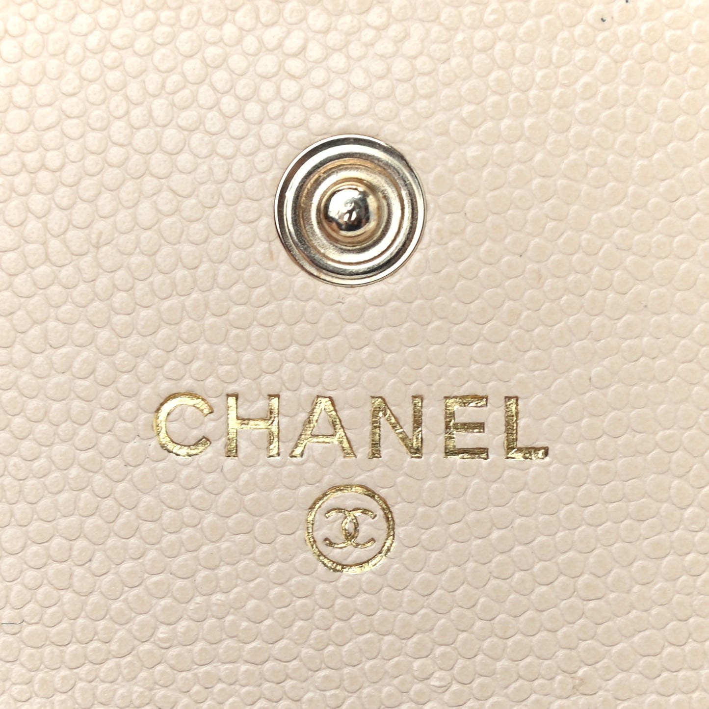Caviar Pearl Quilted Coco Candy Flap Card Holder Beige