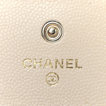 Chanel Caviar Pearl Quilted Coco Candy Flap Card Holder Beige 6 of 8