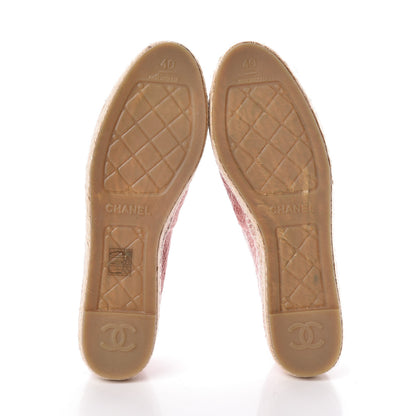 Chanel Velvet Grosgrain Quilted Camellia CC Espadrilles 40 Pink Black 7 of 8