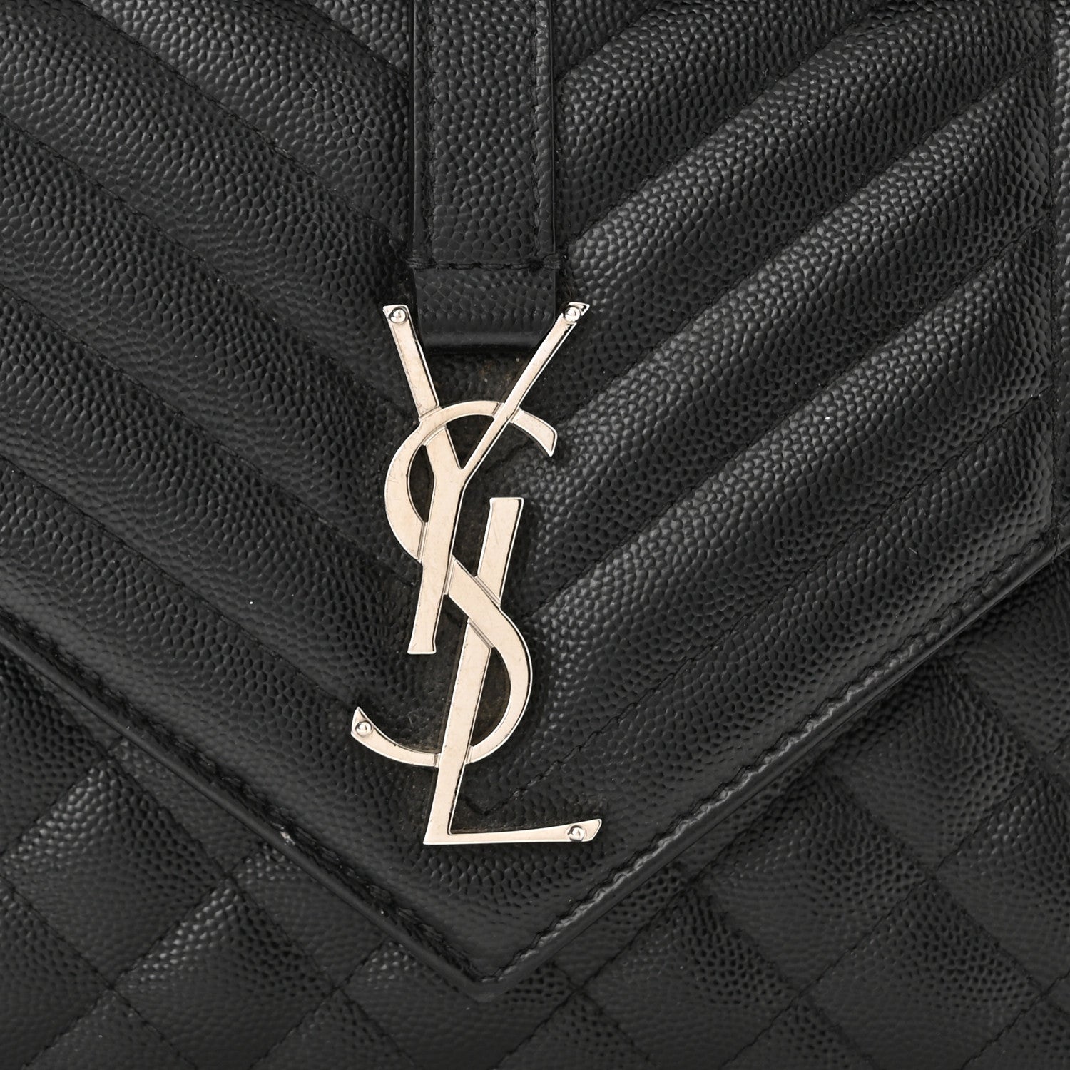 Saint Laurent Grain De Poudre Textured Mixed Matelasse Triquilt Medium Monogram Satchel Black 9 of 12