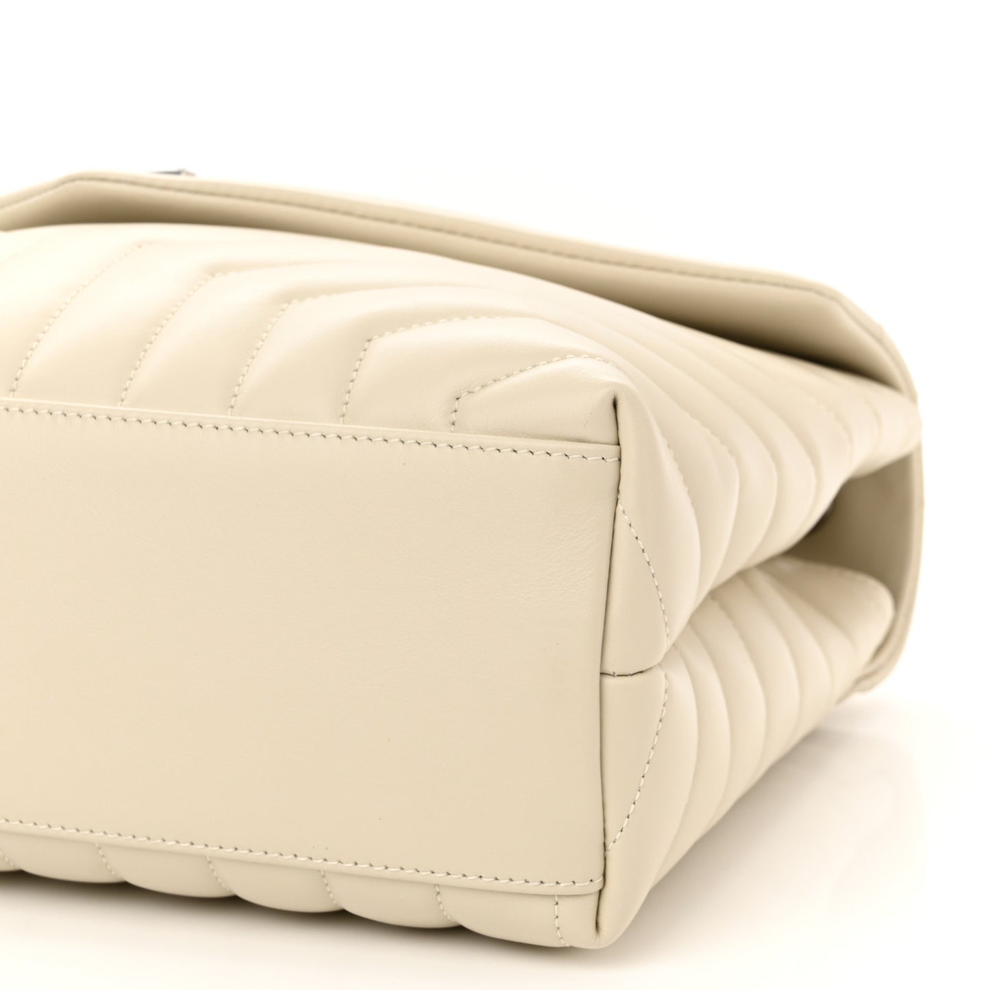 Calfskin Y Quilted Monogram Medium Loulou Chain Satchel Crema Soft