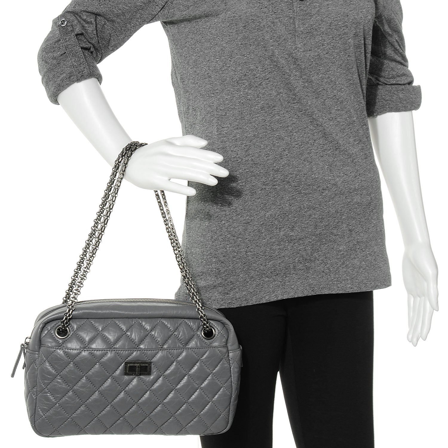Chanel Aged Calfskin Reissue Medium Camera Case Gray 2 of 7