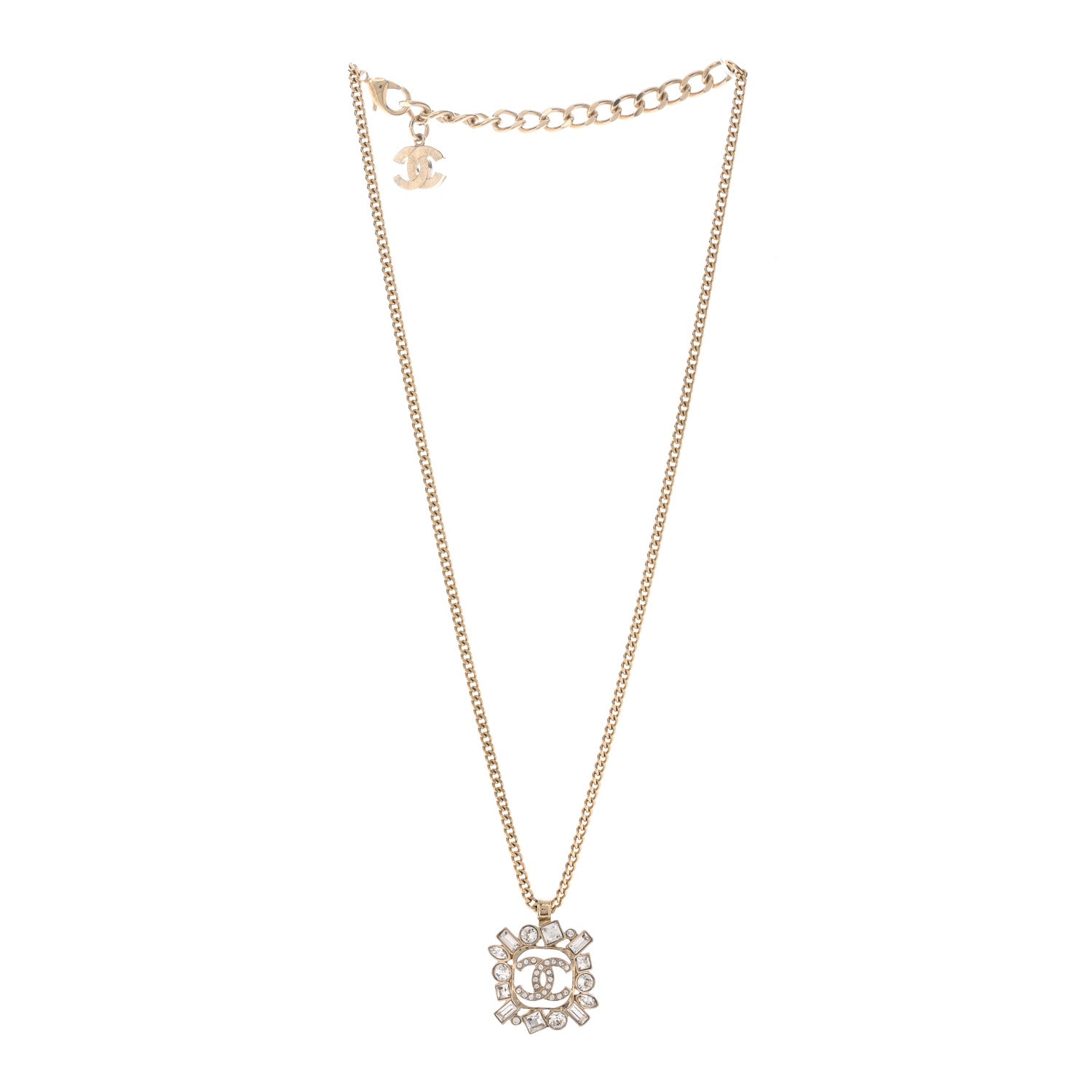 Chanel Crystal Baguette CC Necklace Gold 3 of 6