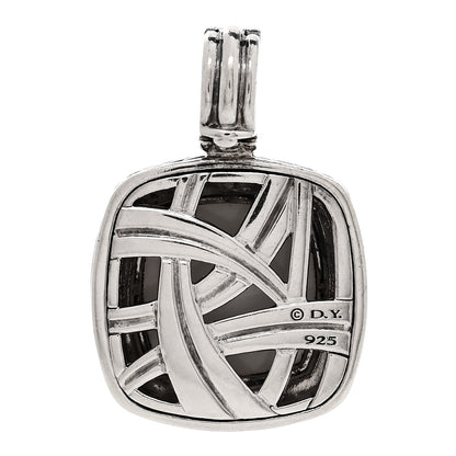 David Yurman Sterling Silver Diamond White Agate 19mm Albion Enhancer Pendant 3 of 4