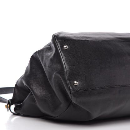 Fendi Goatskin Zucca Large Peekaboo Iconic Satchel Black Tobacco 6 of 10