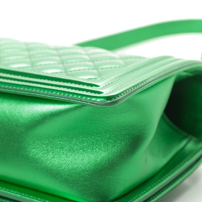 Chanel Metallic Patent Calfskin Quilted Medium Boy Flap Green 11 of 16