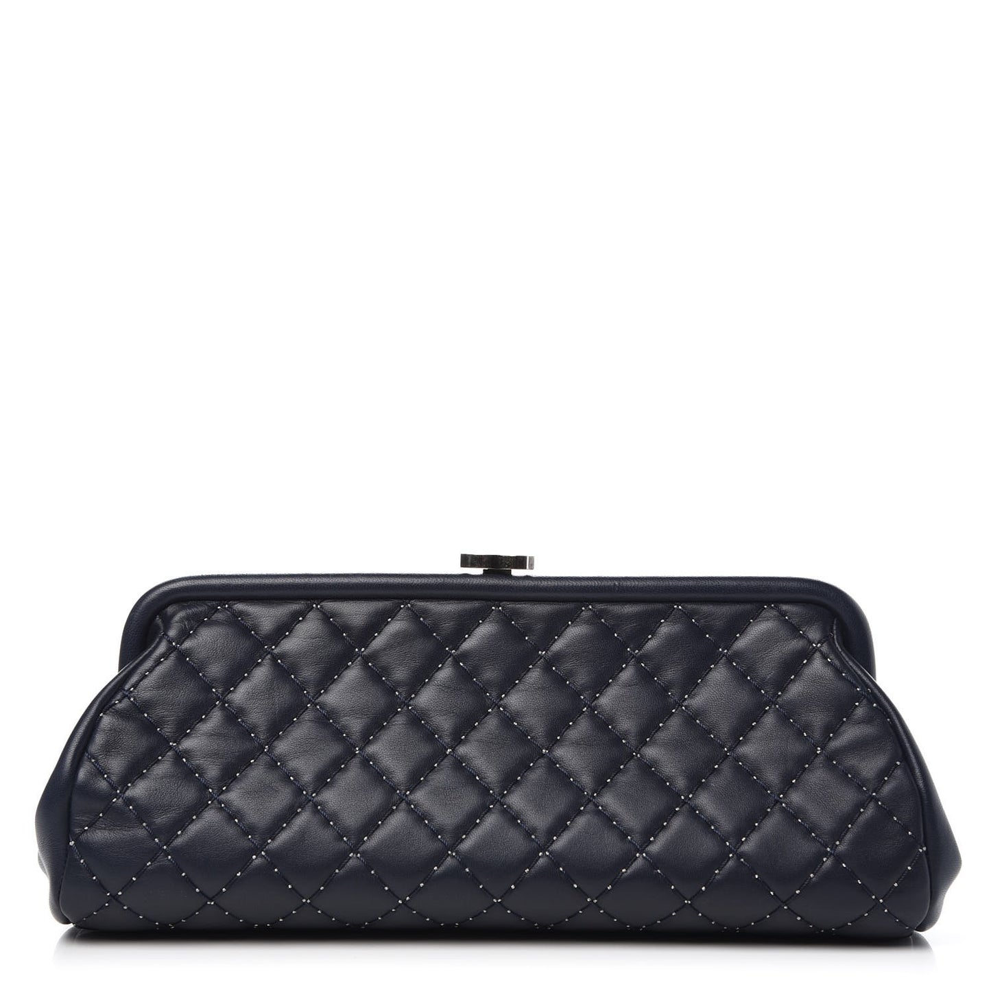 Lambskin Stitched Timeless Clutch Navy