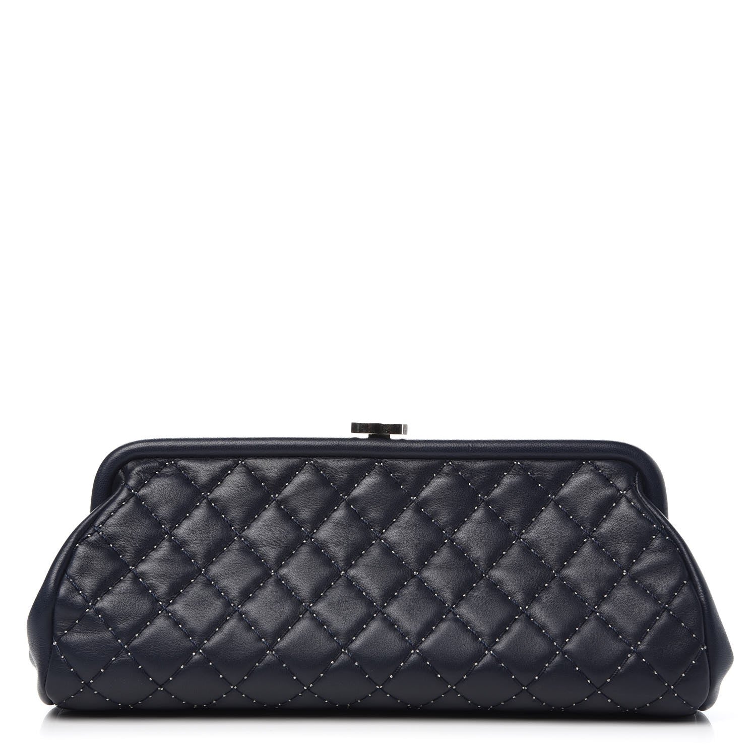 Chanel Lambskin Stitched Timeless Clutch Navy 1 of 7