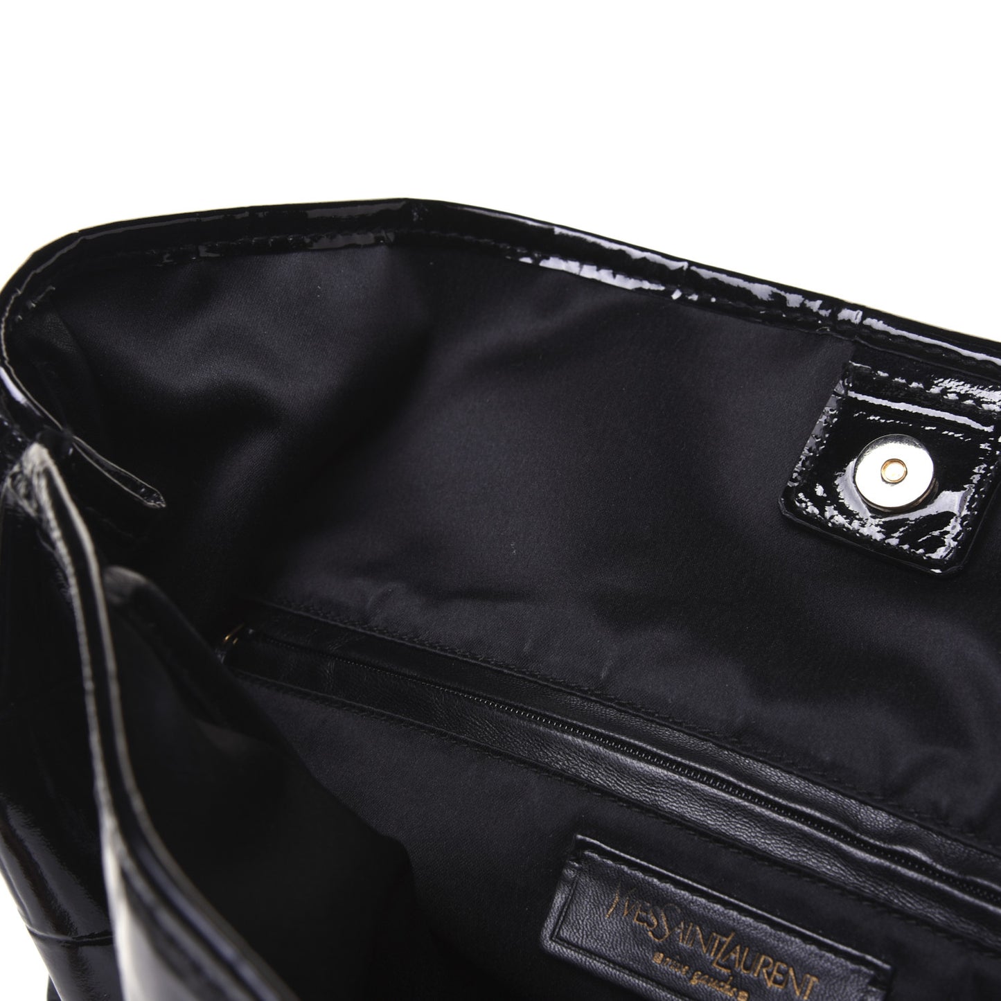 Crocodile Embossed Patent Raspail Tote Black