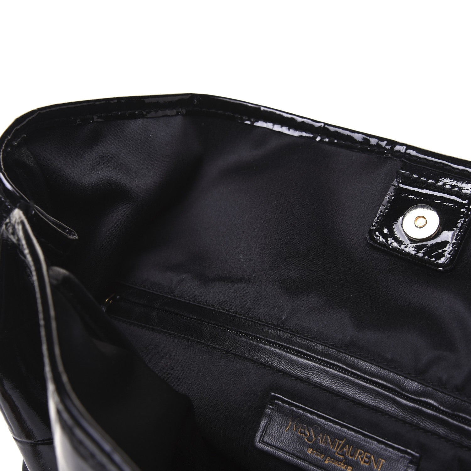 Saint Laurent Crocodile Embossed Patent Raspail Tote Black 11 of 17