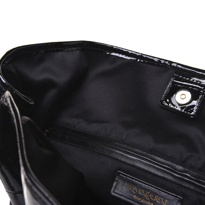 Saint Laurent Crocodile Embossed Patent Raspail Tote Black 11 of 17