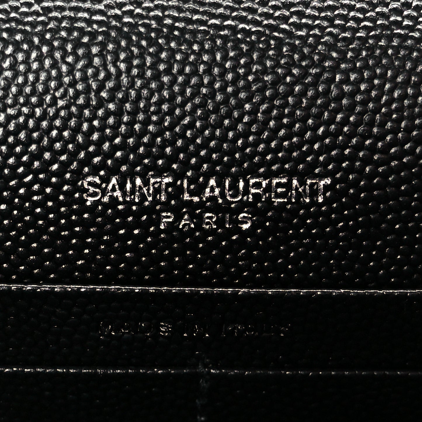 Grain De Poudre Matelasse Chevron Monogram Envelope Chain Wallet Black