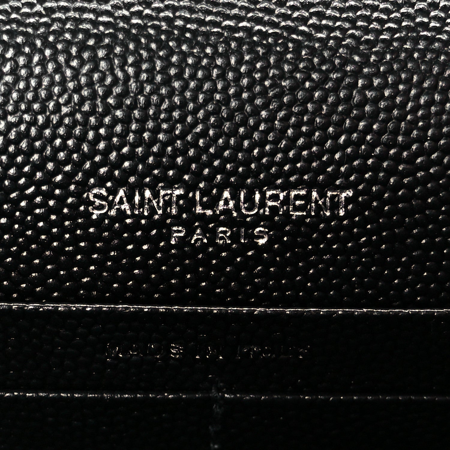 Saint Laurent Grain De Poudre Matelasse Chevron Monogram Envelope Chain Wallet Black 6 of 11