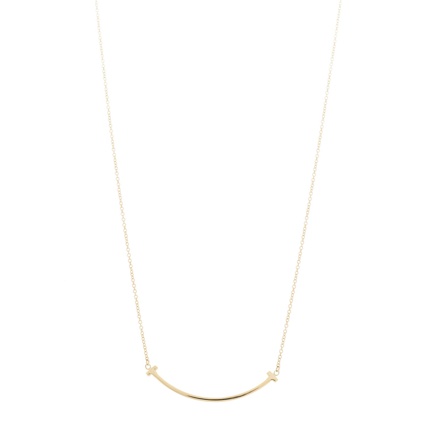 18K Yellow Gold Small T Smile Pendant Necklace