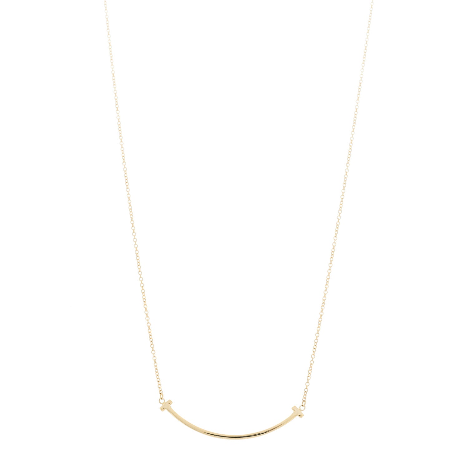 Tiffany 18K Yellow Gold Small T Smile Pendant Necklace 1 of 5