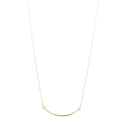 Tiffany 18K Yellow Gold Small T Smile Pendant Necklace 1 of 5