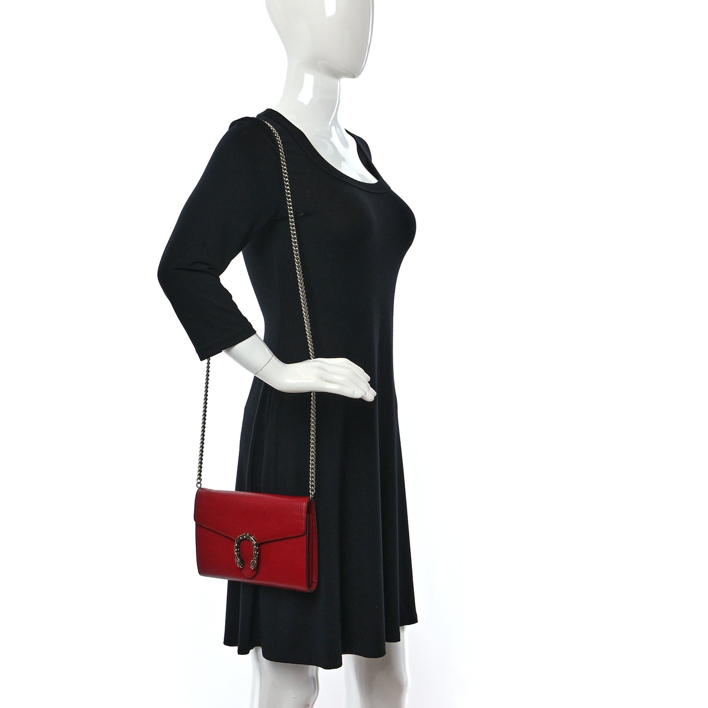 Calfskin Mini Dionysus Chain Wallet Hibiscus Red