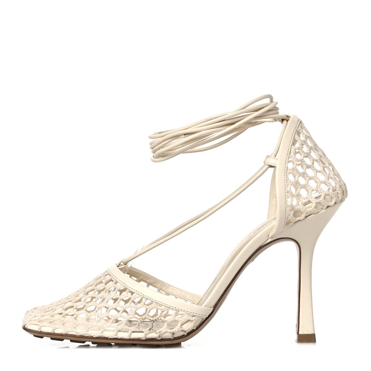 Mesh Nappa Stretch Ankle Tie Sandals 39 Toile