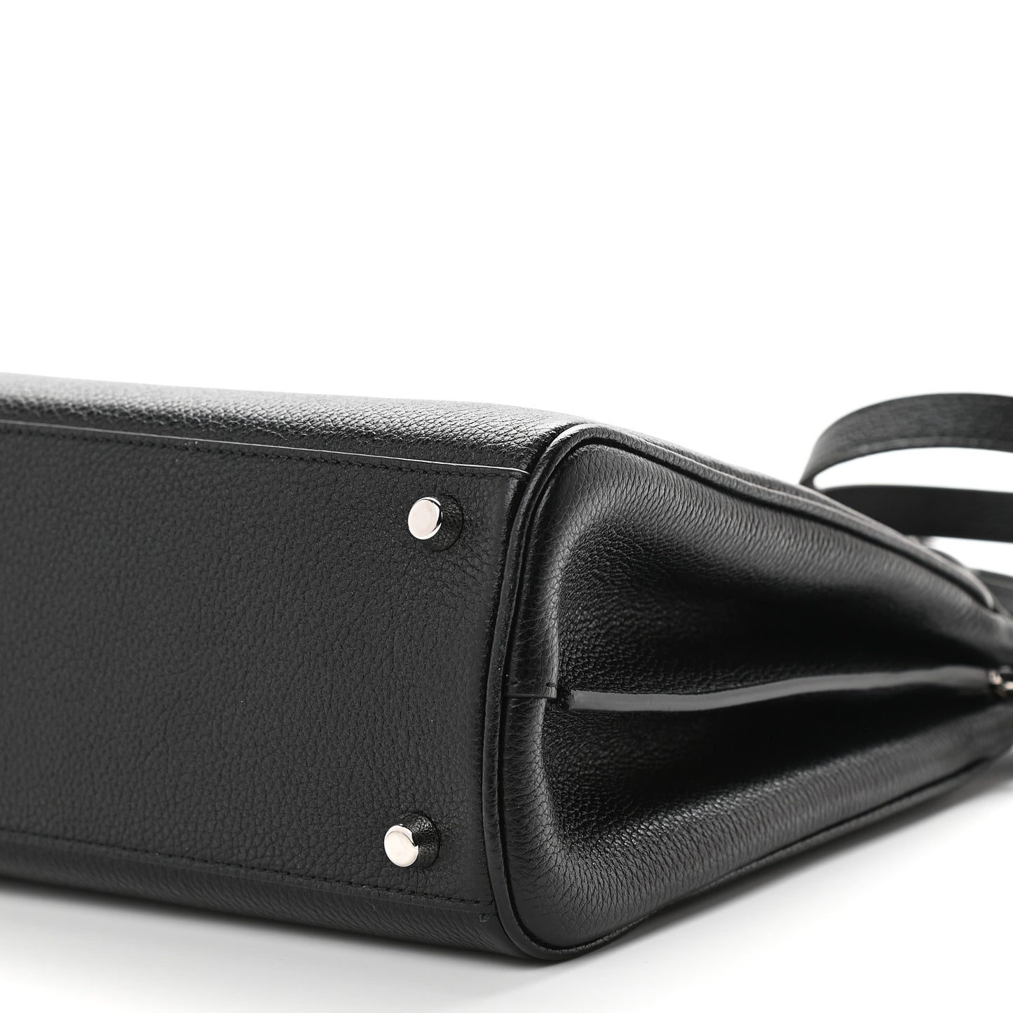 Grainy Calfskin Small Zumi Top Handle Bag Black