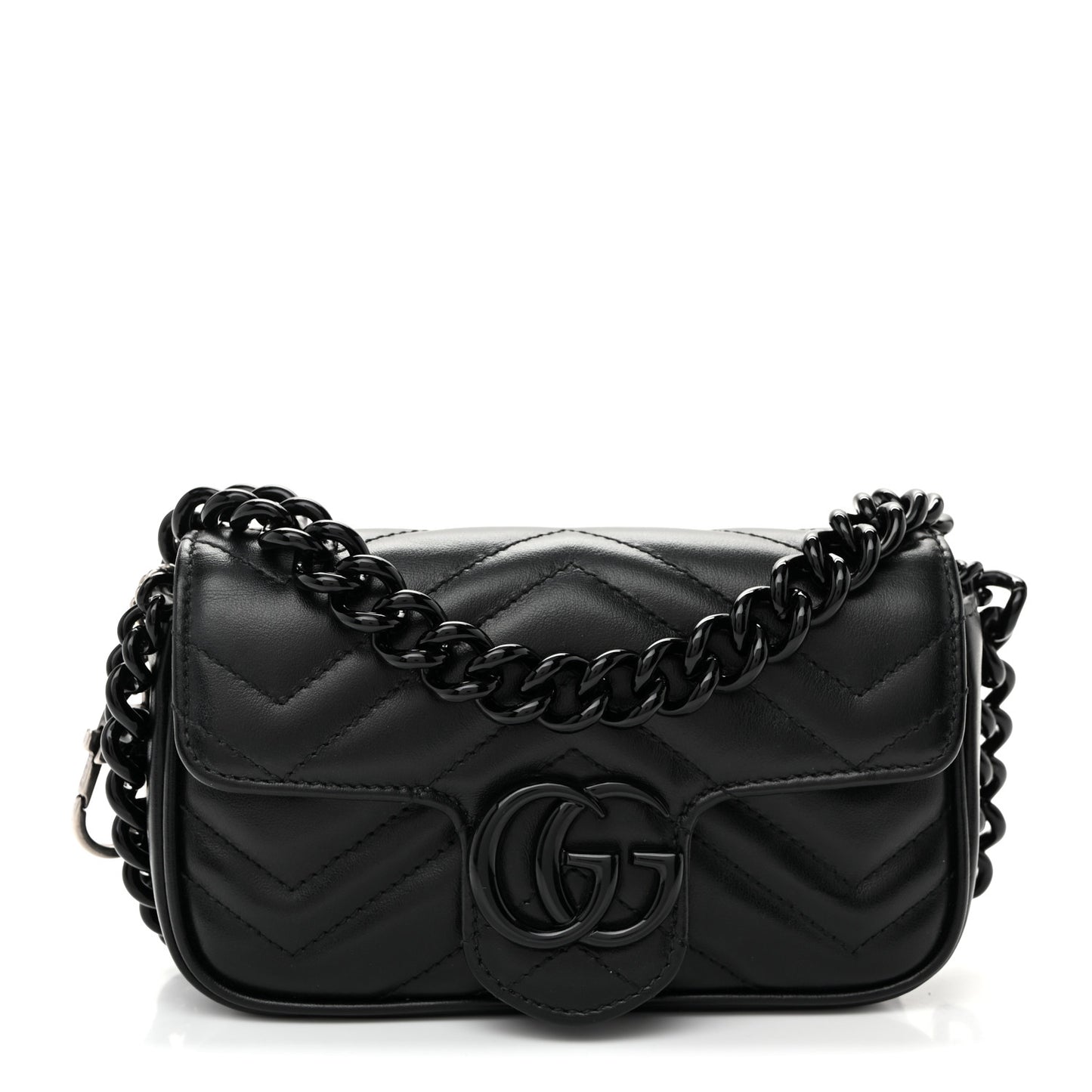 Calfskin Matelasse Monochrome GG Marmont Chain Belt Bag Black