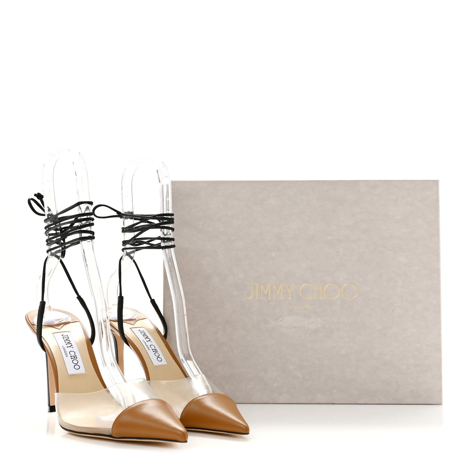 Jimmy Choo Nappa PVC Farley 95 Pumps 39 Camel 9 of 9