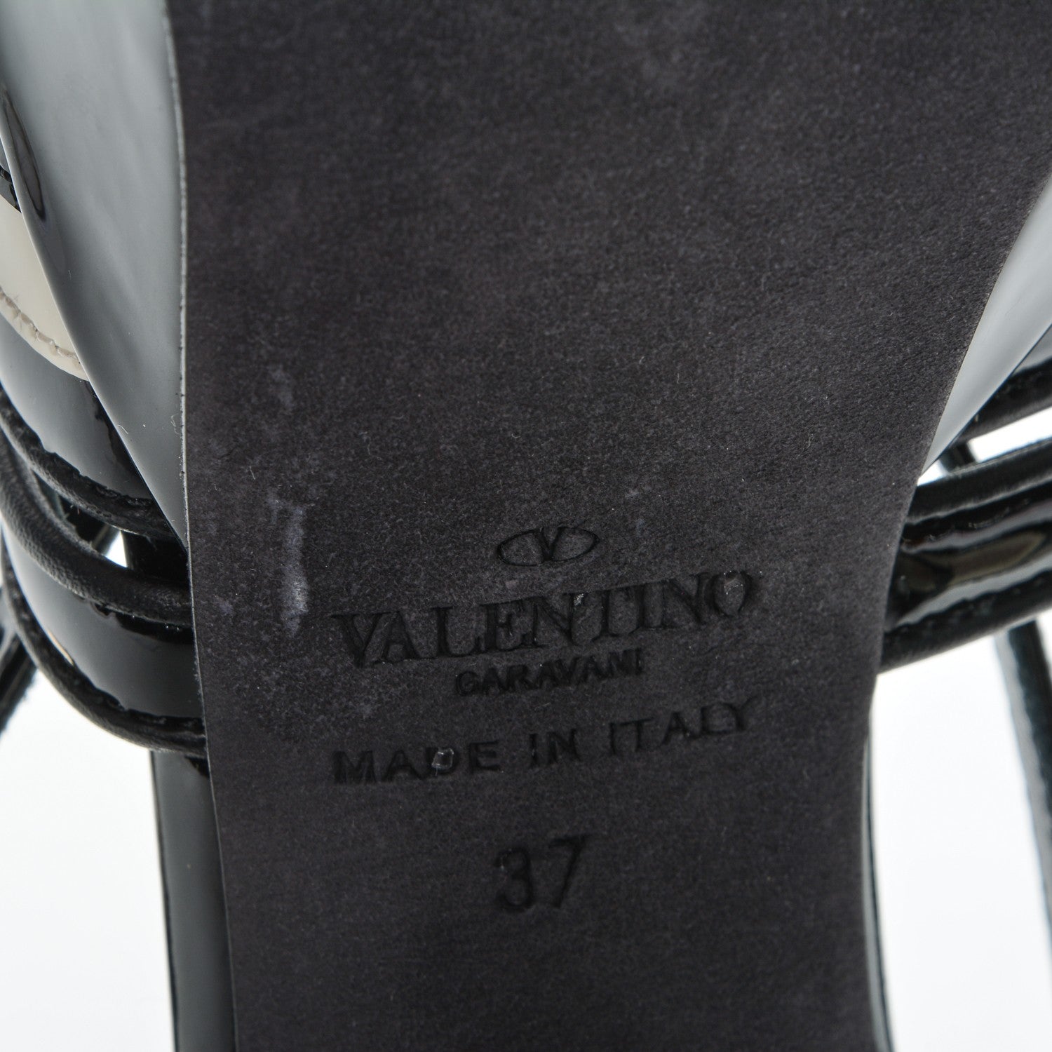 Valentino Garavani Patent Chevron Shiny Fever Ankle Strap 85/115mm Platform Sandals 37 Light Ivory Black 6 of 7