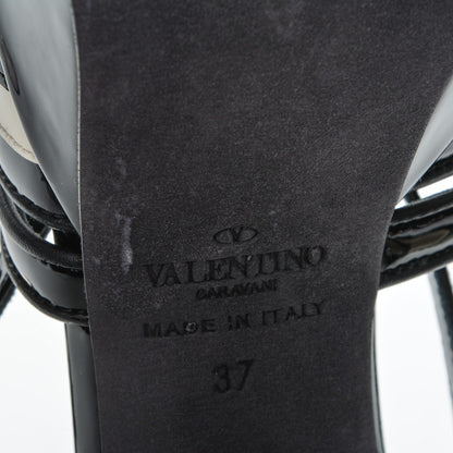 Valentino Garavani Patent Chevron Shiny Fever Ankle Strap 85/115mm Platform Sandals 37 Light Ivory Black 6 of 7