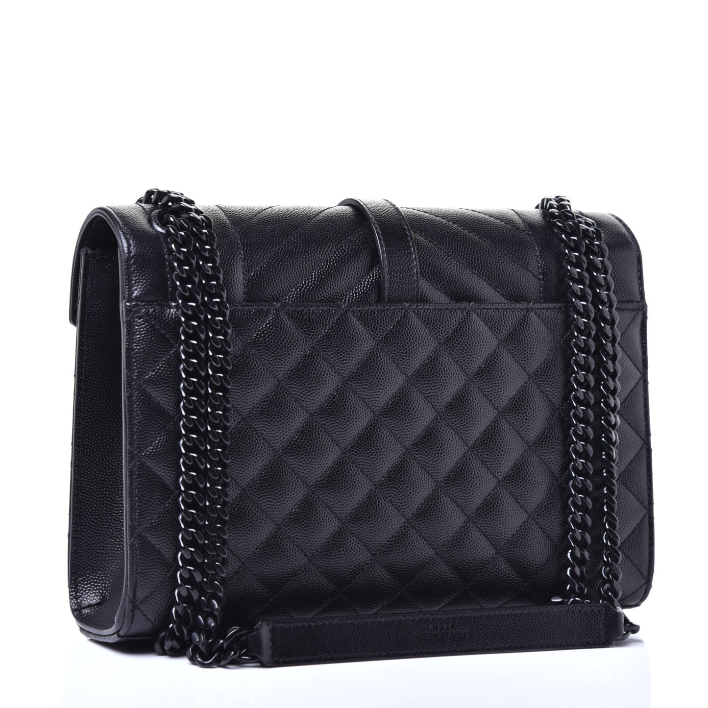 Grain De Poudre Textured Mixed Matelasse Triquilt Medium Monogram Satchel Black