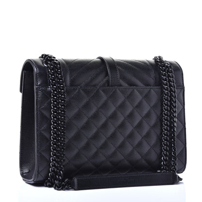 Saint Laurent Grain De Poudre Textured Mixed Matelasse Triquilt Medium Monogram Satchel Black 3 of 9