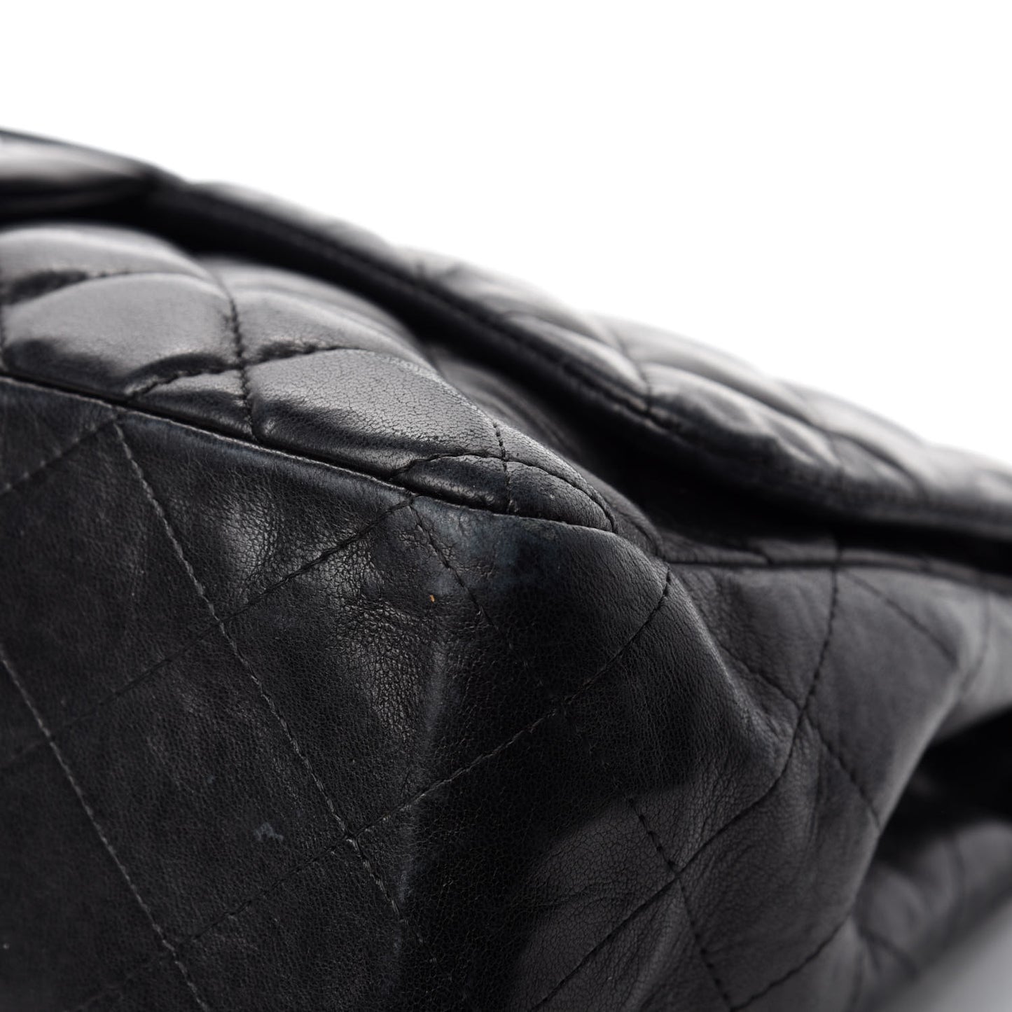 Lambskin Quilted Jumbo Single Flap Black