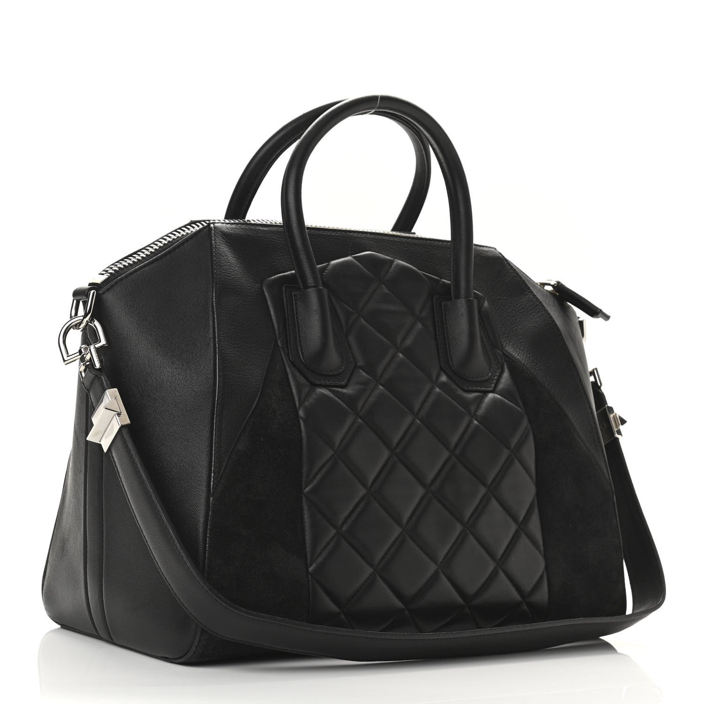 Sugar Goatskin Lambskin Diamond Quilted Medium Antigona Black
