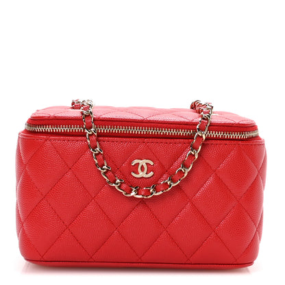 Chanel Caviar Quilted Small Vanity Case With Chain Red 1 of 11