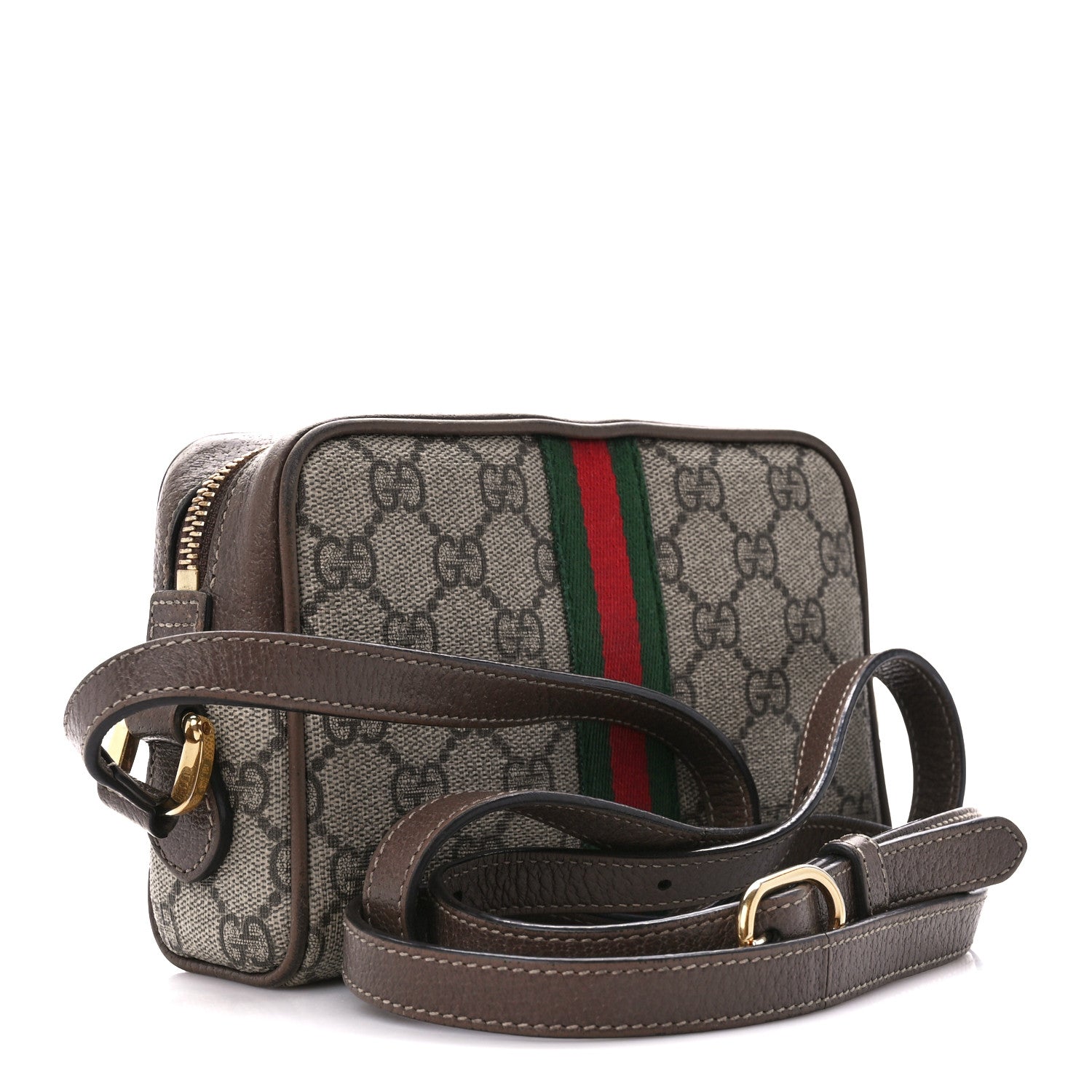 Gucci GG Supreme Monogram Web Mini Ophidia Shoulder Bag Brown 3 of 11