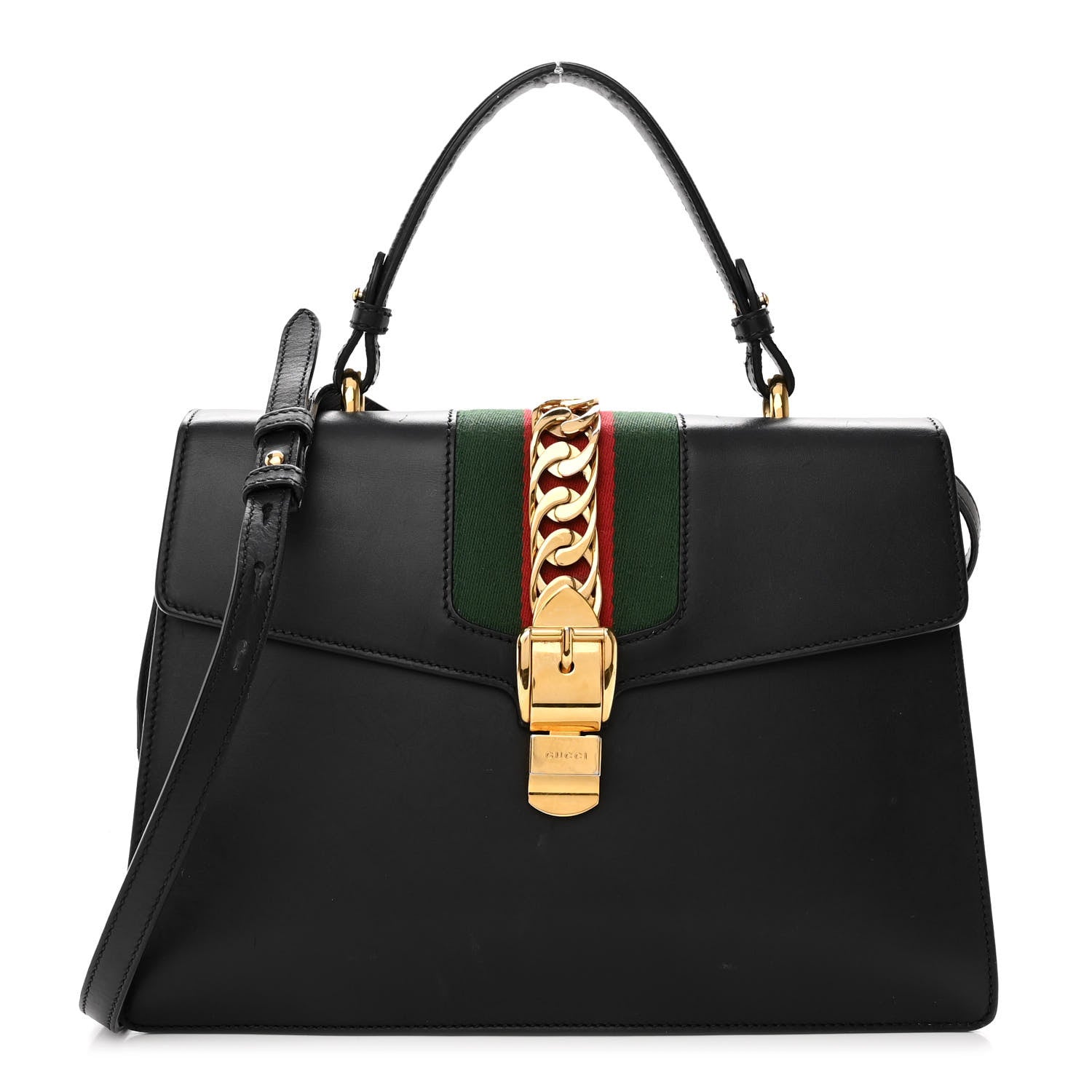 Gucci Calfskin Medium Sylvie Top Handle Bag Black 1 of 11
