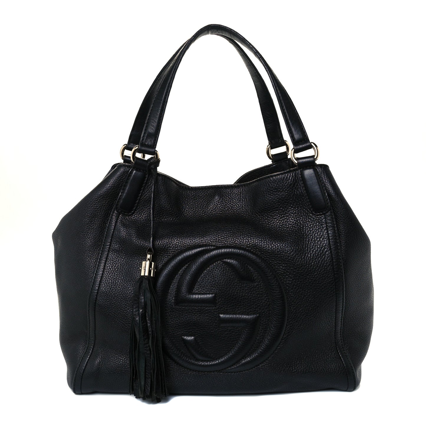 Pebbled Calfskin Medium Soho Shoulder Bag Black