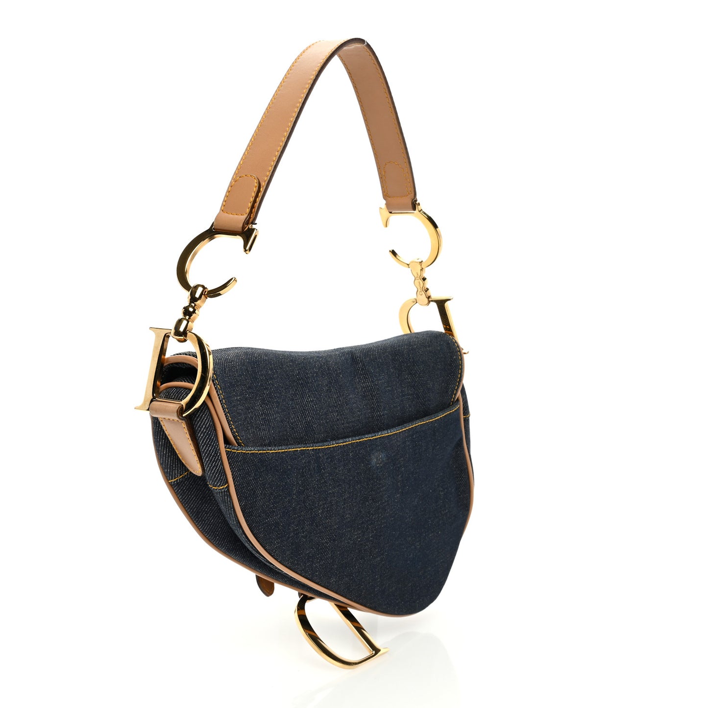 Denim Calfskin Saddle Bag Blue