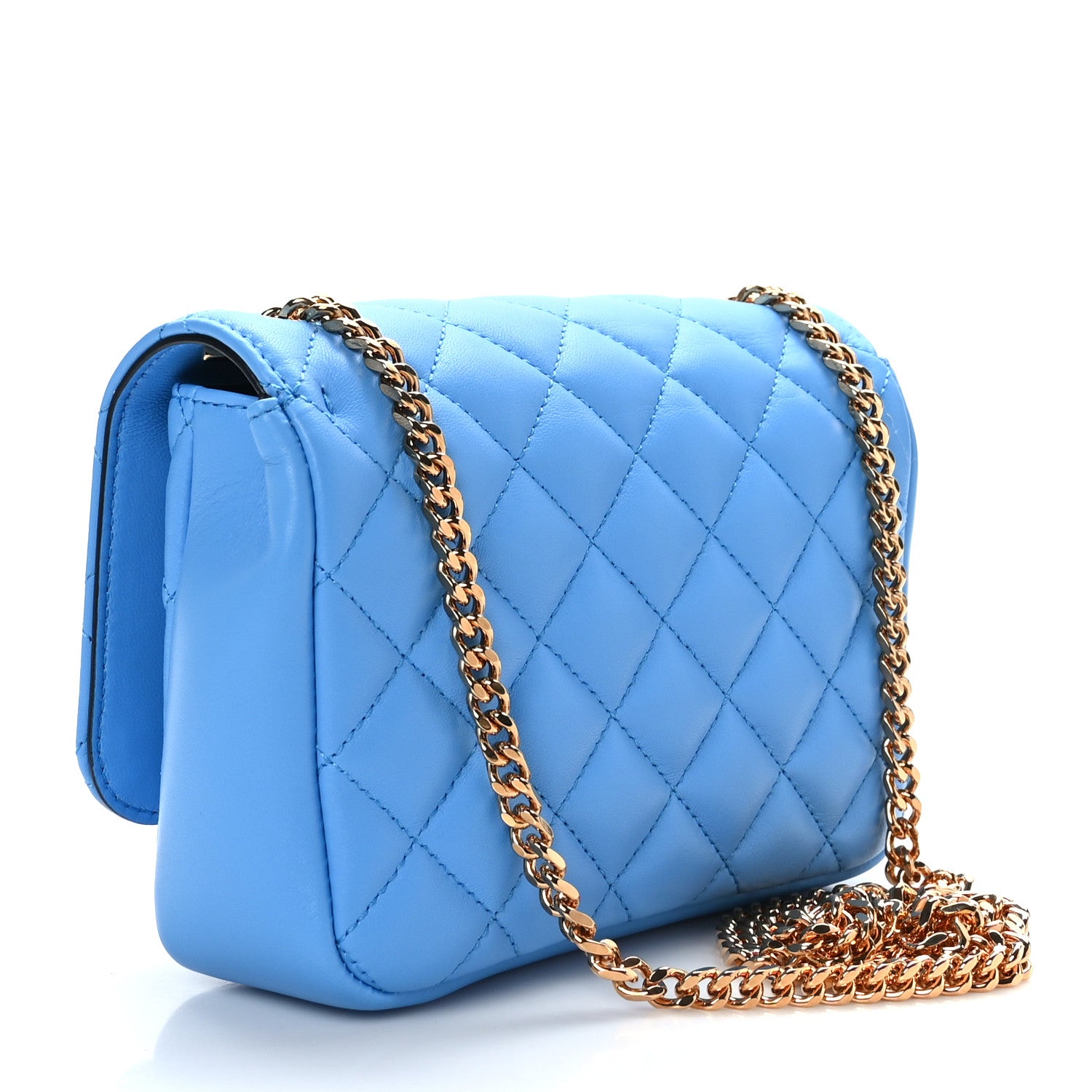 Versace Nappa Quilted Small Medusa Chain Crossbody Blue 3 of 8