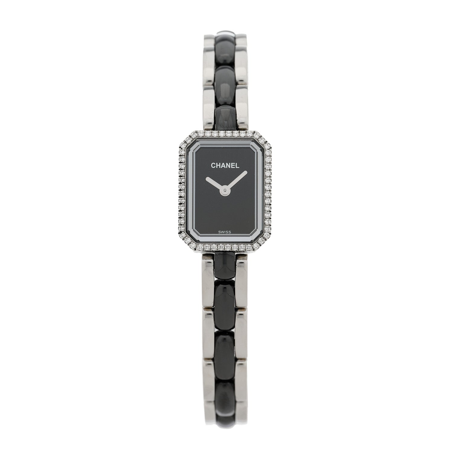 Chanel Stainless Steel Ceramic Diamond Bezel 20mm Premiere Quartz Watch Black 2 of 4