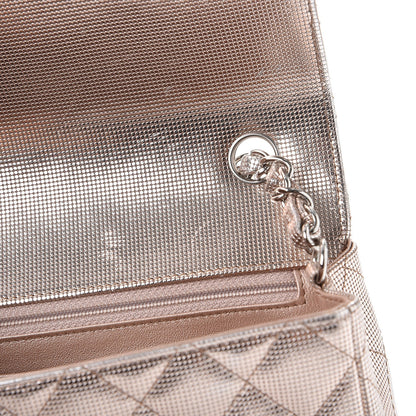 Chanel Metallic Calfskin Quilted Pixel Effect Mini Rectangular Flap Pink Gold 9 of 15