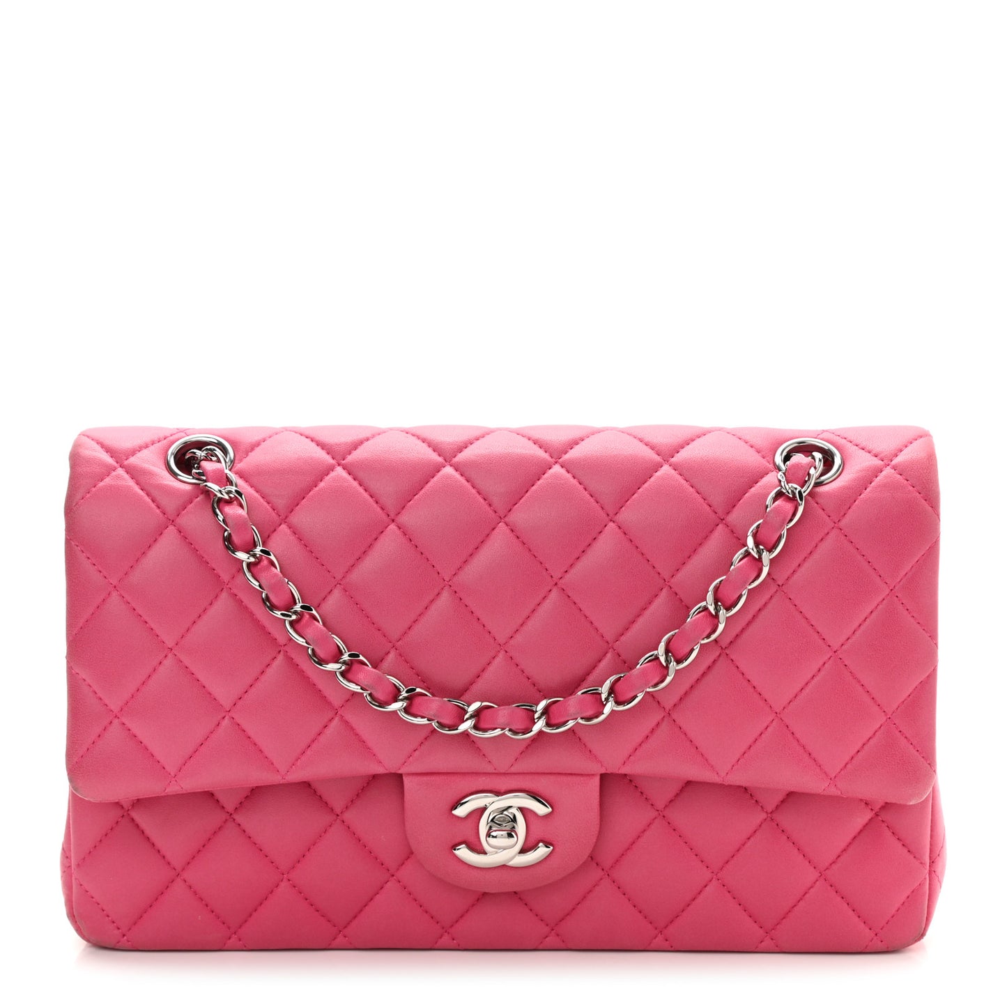 Lambskin Quilted Medium Double Flap Pink
