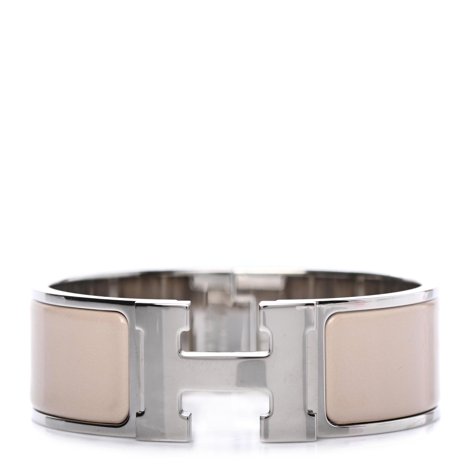 Hermes Enamel Wide Clic Clac H Bracelet PM Beige Rose 1 of 3