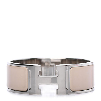 Hermes Enamel Wide Clic Clac H Bracelet PM Beige Rose 1 of 3