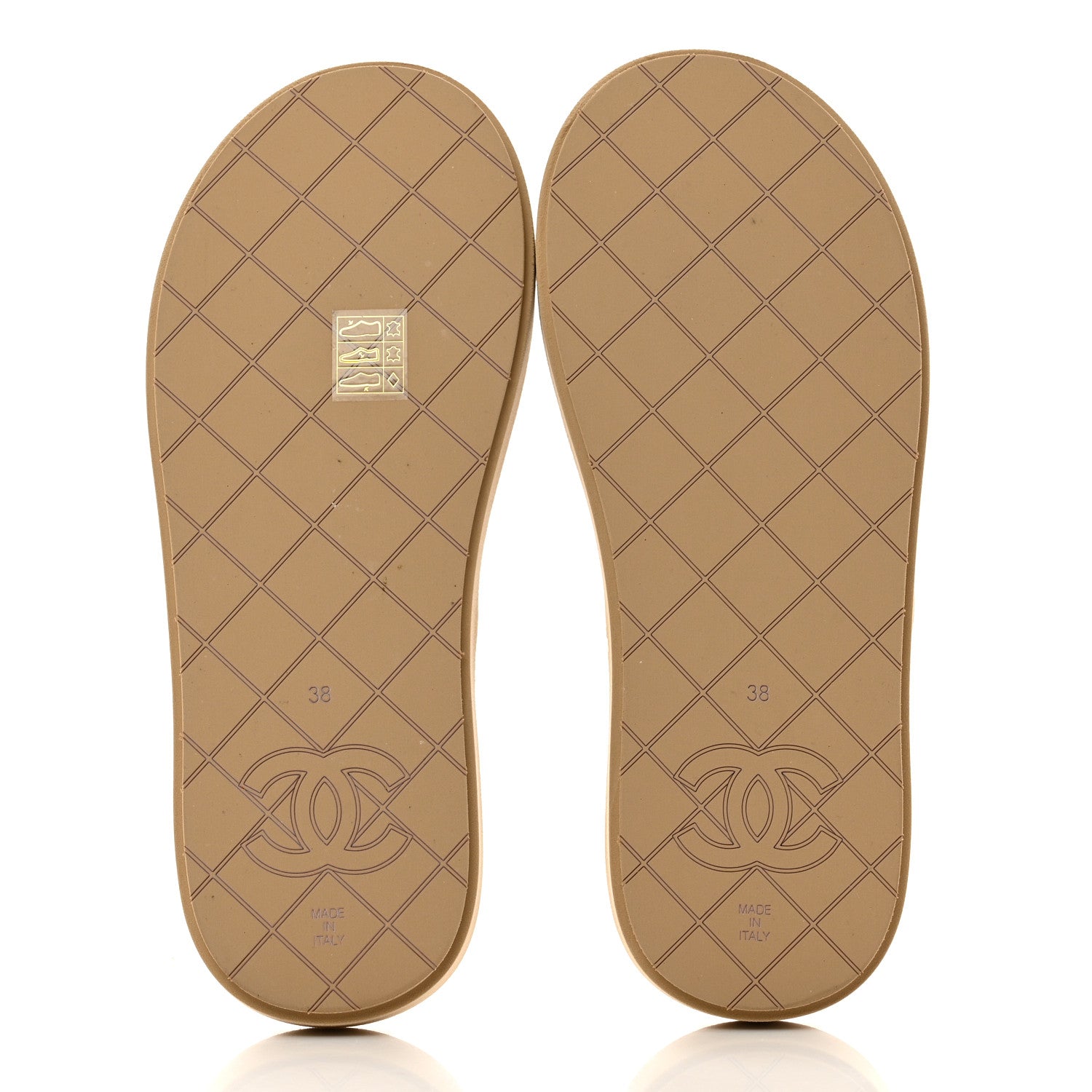 Chanel Lambskin Quilted Padded Charms Thong Sandals 38 Beige 5 of 8