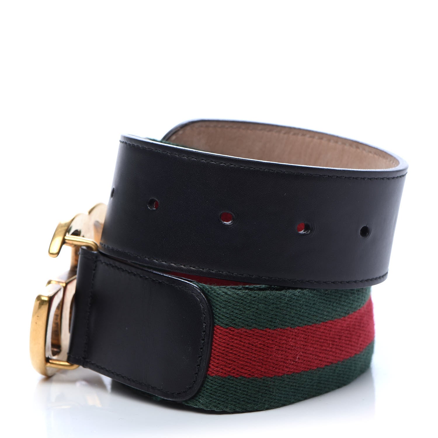 Gucci Nylon Calfskin Double G Web 40mm Belt 70 28 Green Red Black 3 of 7