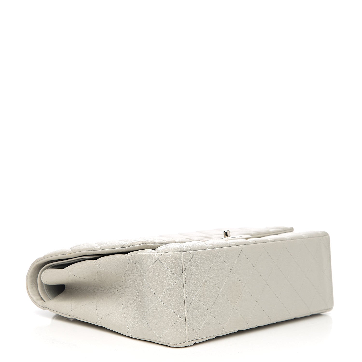 Chanel Calfskin Quilted Maxi Double Flap Light Grey 3 of 13