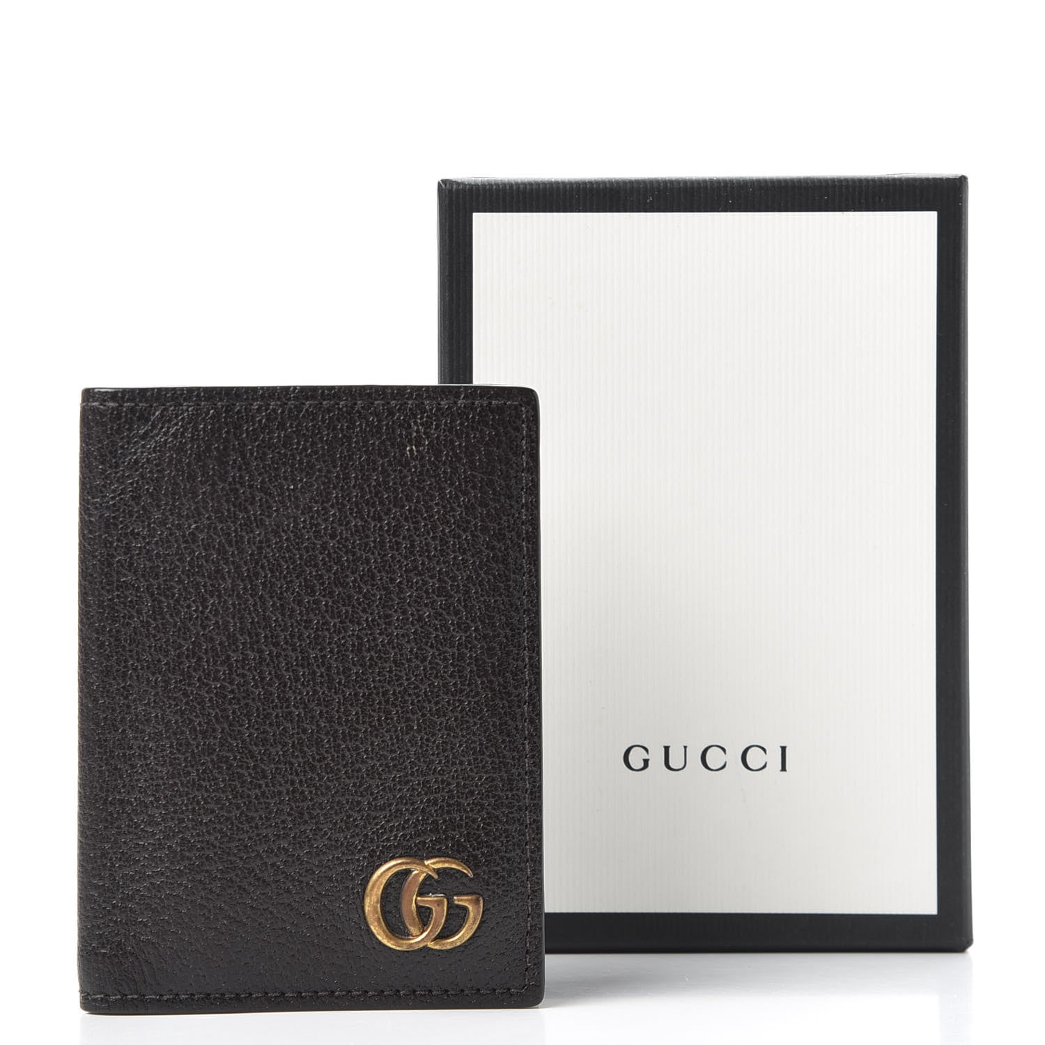 Gucci Calfskin Boar Effect GG Marmont Card Case Dark Cocoa 10 of 10