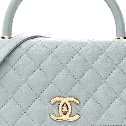 Chanel Caviar Quilted Small Coco Handle Flap Light Blue 7 of 9